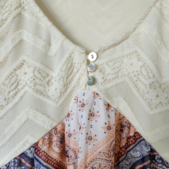 Whimsical Fairy Lace Dress Cream Boho Prairie Cottagecore Pretty Cute Large - Picture 4 of 16